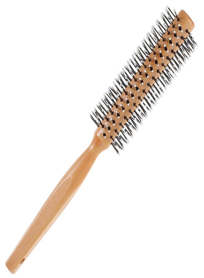 SynHHergyx Mens Round Hair Curling Brush Women Comb Roller for Blow Drying Comb Round Brush Wooden Handle Roller Brushes, Gentle Nylon Bristles (Yellow) - Image 1